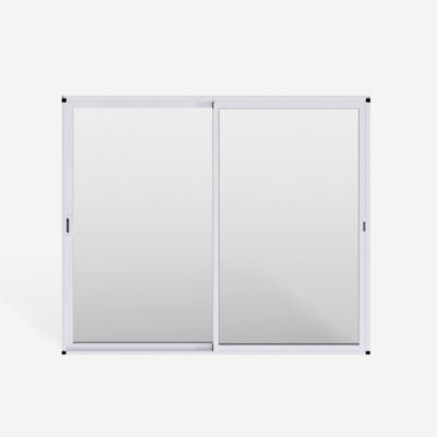 Baie vitrée coulissante aluminium blanc sans volet 215 x 180 cm, Uw 1,7