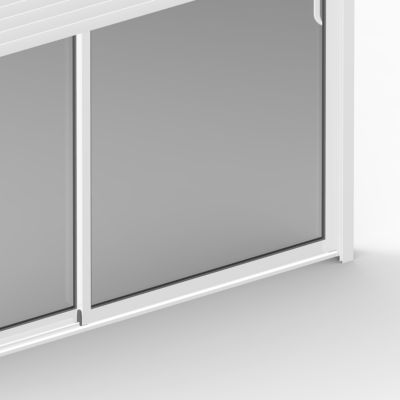 Baie vitrée coulissante aluminium blanc volet roulant radio fréquence 215 x 180 cm, Uw 1,7