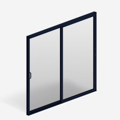 Baie vitrée coulissante aluminium gris sans volet 200 x 240 cm, Uw 2