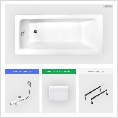 Baignoire 160x75 sans tablier sans habillage - TALIA PREMIUM
