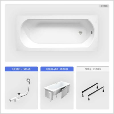 Baignoire 170x75 avec habillage à carreler (sans tablier) - INTRICA