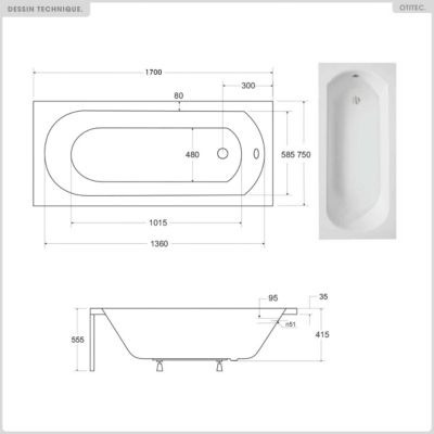 Baignoire 170x75 avec habillage à carreler (sans tablier) - INTRICA