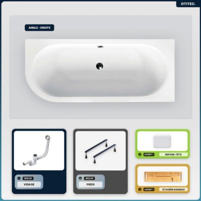 Baignoire 170x75 droite sans tablier sans habillage - AVITA