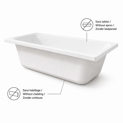 Baignoire 170x75 droite sans tablier sans habillage - AVITA