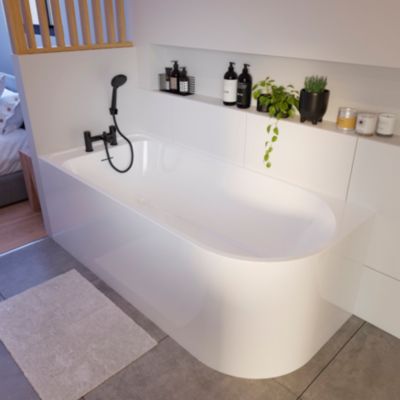 Baignoire adossée pour angle gauche 170x75 cm Oguta blanc