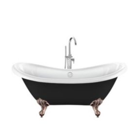 Baignoire ancienne rétro sur pieds DARLINGTON Noire 175 cm Pieds d'Aigle Cuivre rouge vieilli