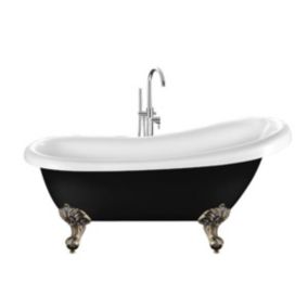 Baignoire ancienne rétro sur pieds RICHMOND Noire 171 cm Pieds d'Aigle Bronze jaune vieilli