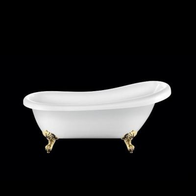 Baignoire ancienne retro sur pieds RICHMOND Blanche 171 cm Pieds d'Aigle Dores