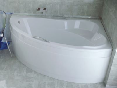 Baignoire asymétrique 160 x 100 Droite ADA acrylique blanc, sans Habillage + Poignées + Pieds + Vidage à chromé