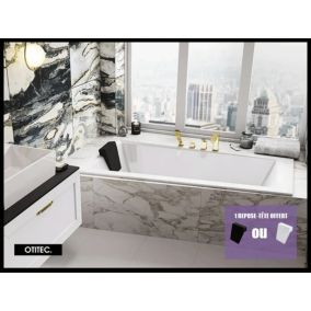 Baignoire Asymétrique sans Tablier - 160 x 90 cm - INTIMA SANS TABLIER - GAUCHE - avec Repose tête OFFERT