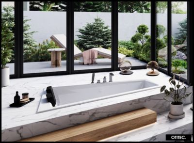 Baignoire Asymétrique sans Tablier - 170 x 125 cm - INTIMA DUO SANS TABLIER - GAUCHE - 2 REPOSE-TÊTES OFFERTS