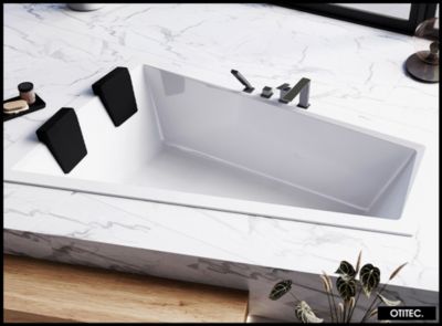 Baignoire Asymétrique sans Tablier - 170 x 125 cm - INTIMA DUO SANS TABLIER - GAUCHE - 2 REPOSE-TÊTES OFFERTS