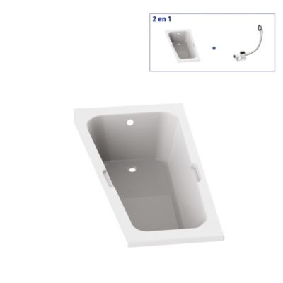 Baignoire asymétrique angle gauche Chaloop L.160 x l.90 cm sans tablier Valentin
