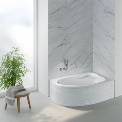 Baignoire asymétrique d'angle droit Colombia 150 x 100 cm Valentin + tablier