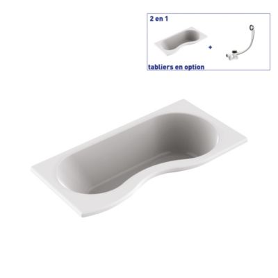 Baignoire asymétrique d'angle droit Folk 180 x 90 cm sans tablier Valentin