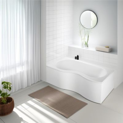 Baignoire asymétrique d'angle gauche Folk 180 x 90 cm sans tablier Valentin