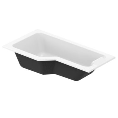 Baignoire asymétrique gauche L.170 x l.90 cm en Toplax blanc, Allibert Lexa+