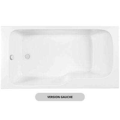 Baignoire bain douche JACOB DELAFON Malice, antidérapant, version Gauche 160x85cm, Blanc mat