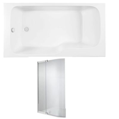 Baignoire bain douche JACOB DELAFON Malice antidérapante + pare bain 170 x 90, version gauche