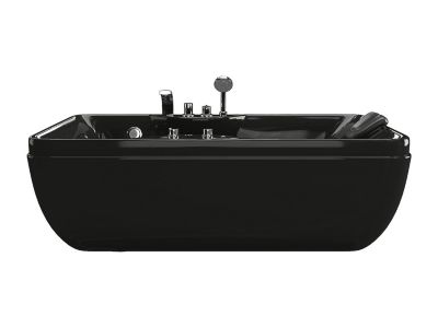 Baignoire balnéo - 150 x 75 x 54,5 cm - Noire - Angle gauche - 1 place - 140 L - GAVINO