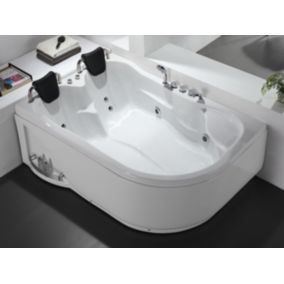 Baignoire balnéo blanche - 2 places - 385 L - 181 x 121 x 65 cm - Angle gauche - RAFINA
