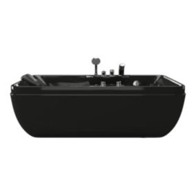 Baignoire balnéo noire - 1 place - 140L - 150 x 75 x 54,5 cm - Angle droit - GAVINO