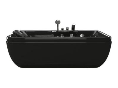 Baignoire balnéo noire - 1 place - 140L - 150 x 75 x 54,5 cm - Angle droit - GAVINO