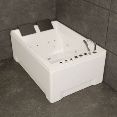 Baignoire balnéo 2 places droite Tonsay Duo 180x120 cm, blanc, by Spalina