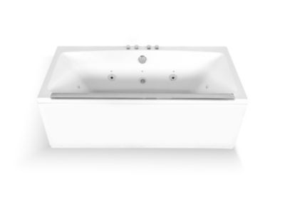 Baignoire balnéo avec tablier rectangulaire L.170 x l.80 x H.63 cm en acrylique coloris blanc Maya