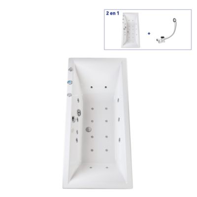 Baignoire balnéo Embleme duo 180 x 80 cm sans tablier Valentin