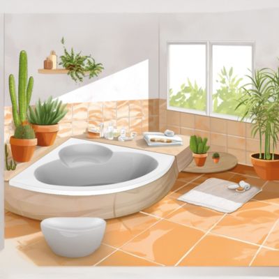 Baignoire d'angle 140 x 140 cm sans tablier, Valentin Aiguebelle
