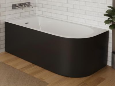 Baignoire d'angle - 201L - 150 x 75 x 58 cm - Noir brillant - Angle gauche - ANIKA