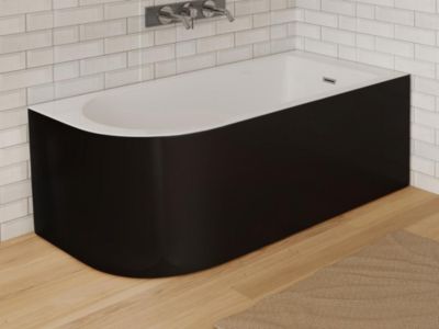 Baignoire d'angle - 240L - 170 x 75 x 58 cm - Noir brillant - Angle droit - ANIKA
