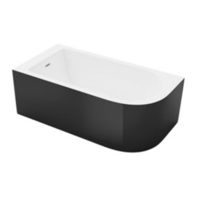 Baignoire d'angle - 240L - 170 x 75 x 58 cm - Noir brillant - Angle gauche - ANIKA