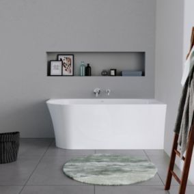 Baignoire d'angle acrylique salle de bain, 2 places, Coin droite, 150x75x45cm, Garantie 5 ans, Blanc, DURADELFI