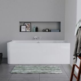 Baignoire d'angle acrylique salle de bain, 2 places, Coin droite, 180x80x47cm, Garantie 5 ans, Blanc, P3