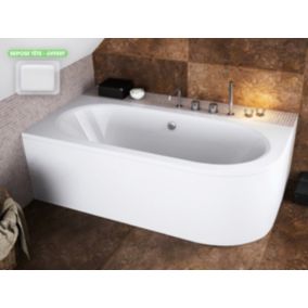 Baignoire d'angle - avec tablier blanc et repose tête offert - AVITA - 160 x 75 cm - Gauche