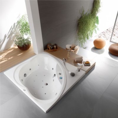 Baignoire d'angle balnéo 140 x 140 cm Giverny sans tablier Valentin