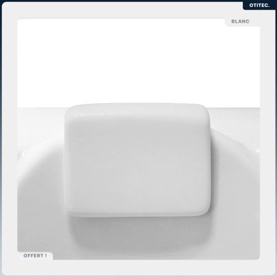 Baignoire d'angle Blanc + Siphon Graphite et Vidage inclus + Repose tête  -  AVITA S CLASSE - DROITE - 150 x 75 cm