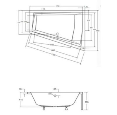 Baignoire d'angle Droit INTIMA DUO - 170cm