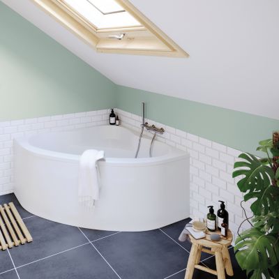 Baignoire d'angle en acrylique L.130 x l.130 cm blanc, Horyn
