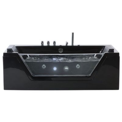 Baignoire d'angle à remous avec LED SAMANA 162 x 76 cm Noir