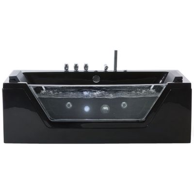 Baignoire d'angle à remous avec LED SAMANA 174 x 79 cm Noir