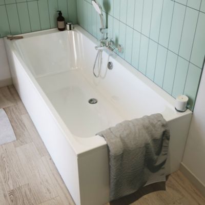 Baignoire double en acrylique blanc L.180 x l.80 cm GoodHome Cavally