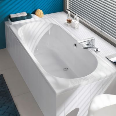 Baignoire droite 160 X 70 VILLEROY ET BOCH O Novo Solo acrylique avec pieds