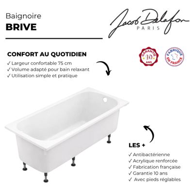 Baignoire droite 170 X 75 JACOB DELAFON Brive
