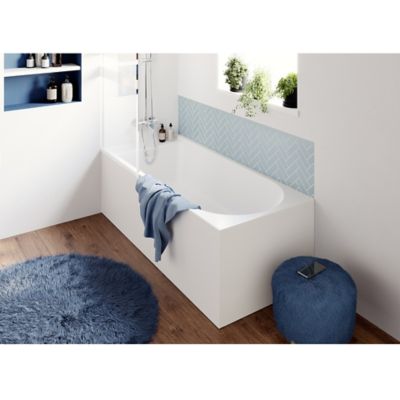 Baignoire droite en acrylique L.160 x l.70 cm blanc, GoodHome Cavally