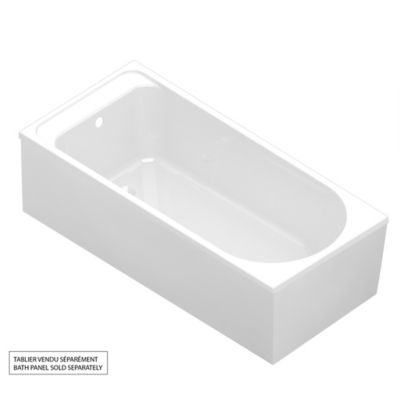 Baignoire droite en acrylique L.160 x l.70 cm blanc, GoodHome Cavally