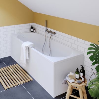Baignoire droite en acrylique L.160 x l.70 cm blanc, Horyn