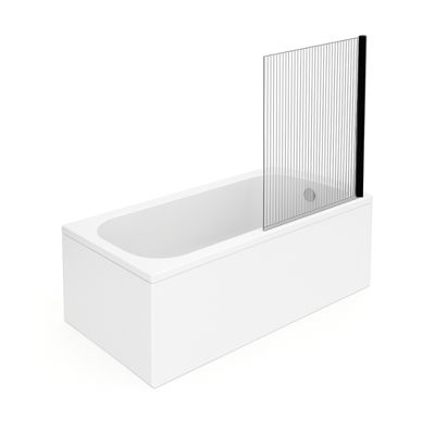 Baignoire droite VILLEROY ET BOCH Oberon quaryl 160 x 75 cm  + Pare bain droite AURYS Raywall Noir mat